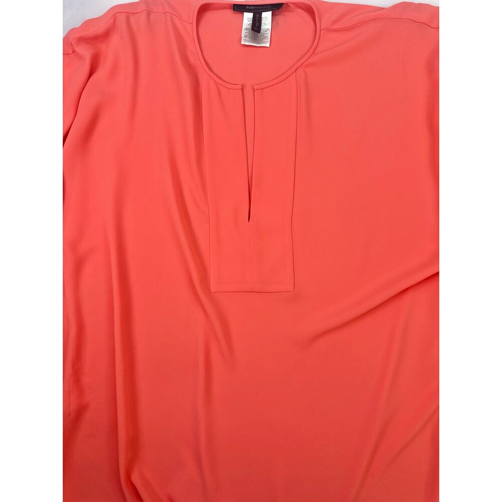BCBGMAXAZRIA Coral Poncho Sleeve Tunic Blouse Size M/L Split Neck Flowy Cape Top - Picture 6 of 8